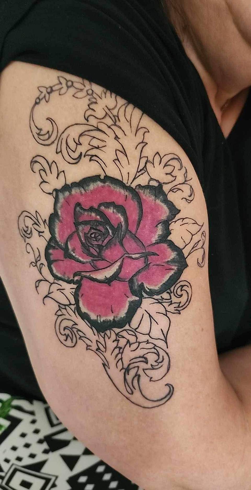 Filigree Red Rose