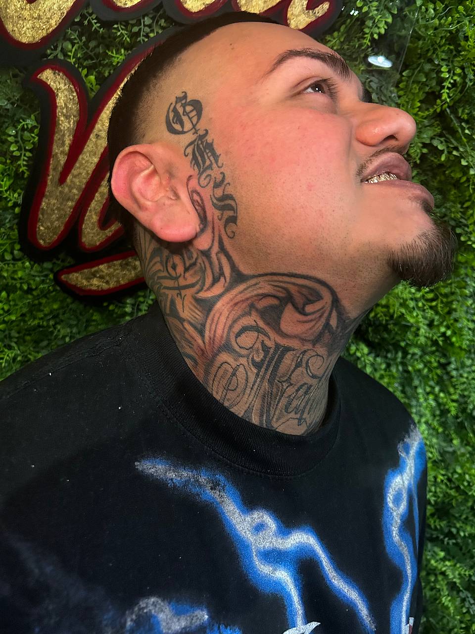 Filigree Script Neck Tattoo