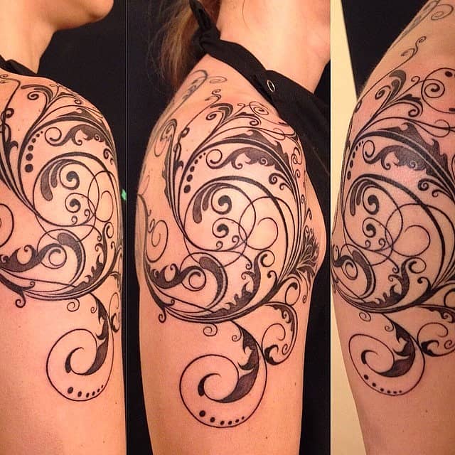 Filigree Swirl Shoulder Tattoo