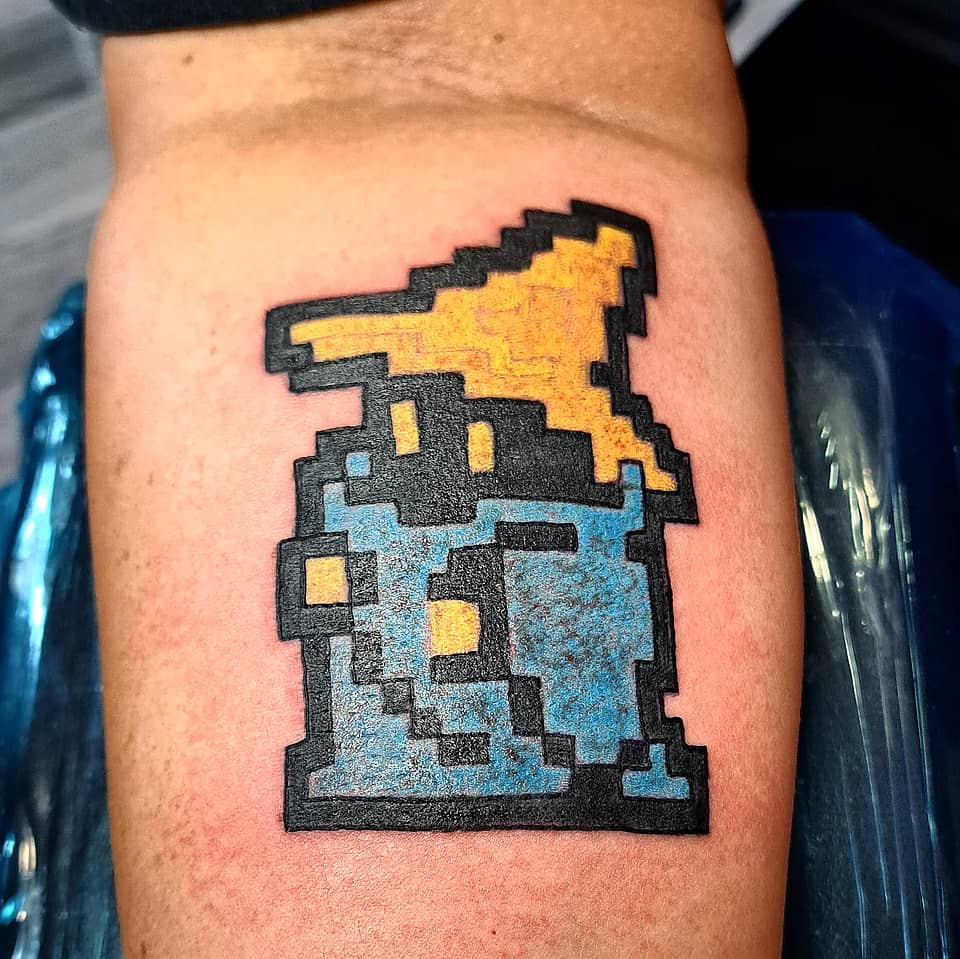 Final Fantasy Black Mage Pixel Tattoo