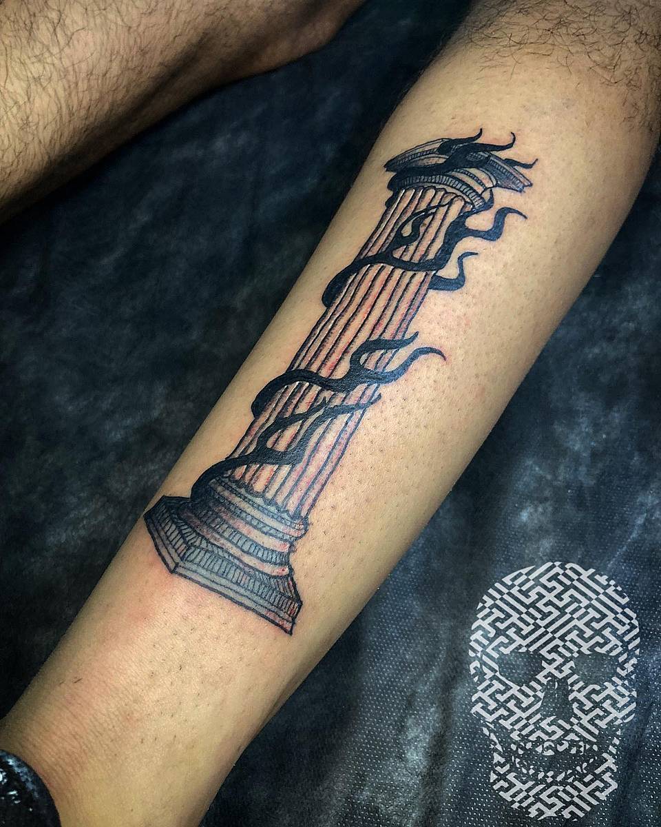 Flame-Wrapped Classical Column