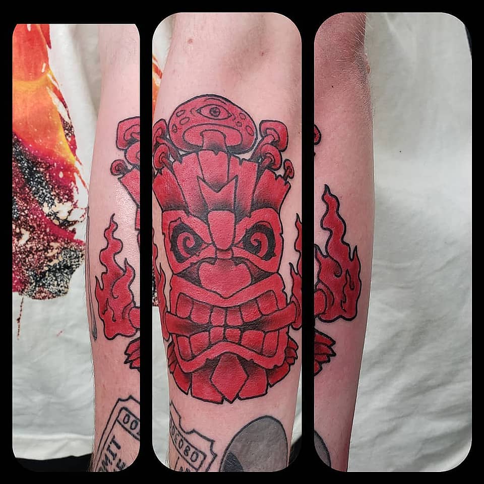 Flaming Tiki Totem with Third Eye
