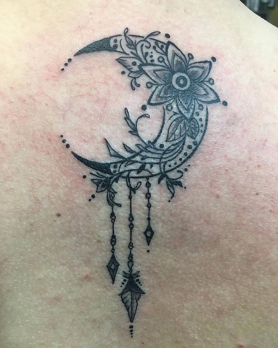 Floral Crescent Moon Dreamcatcher