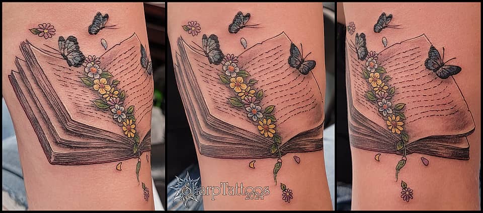 Flower Bookmark with Butterflies