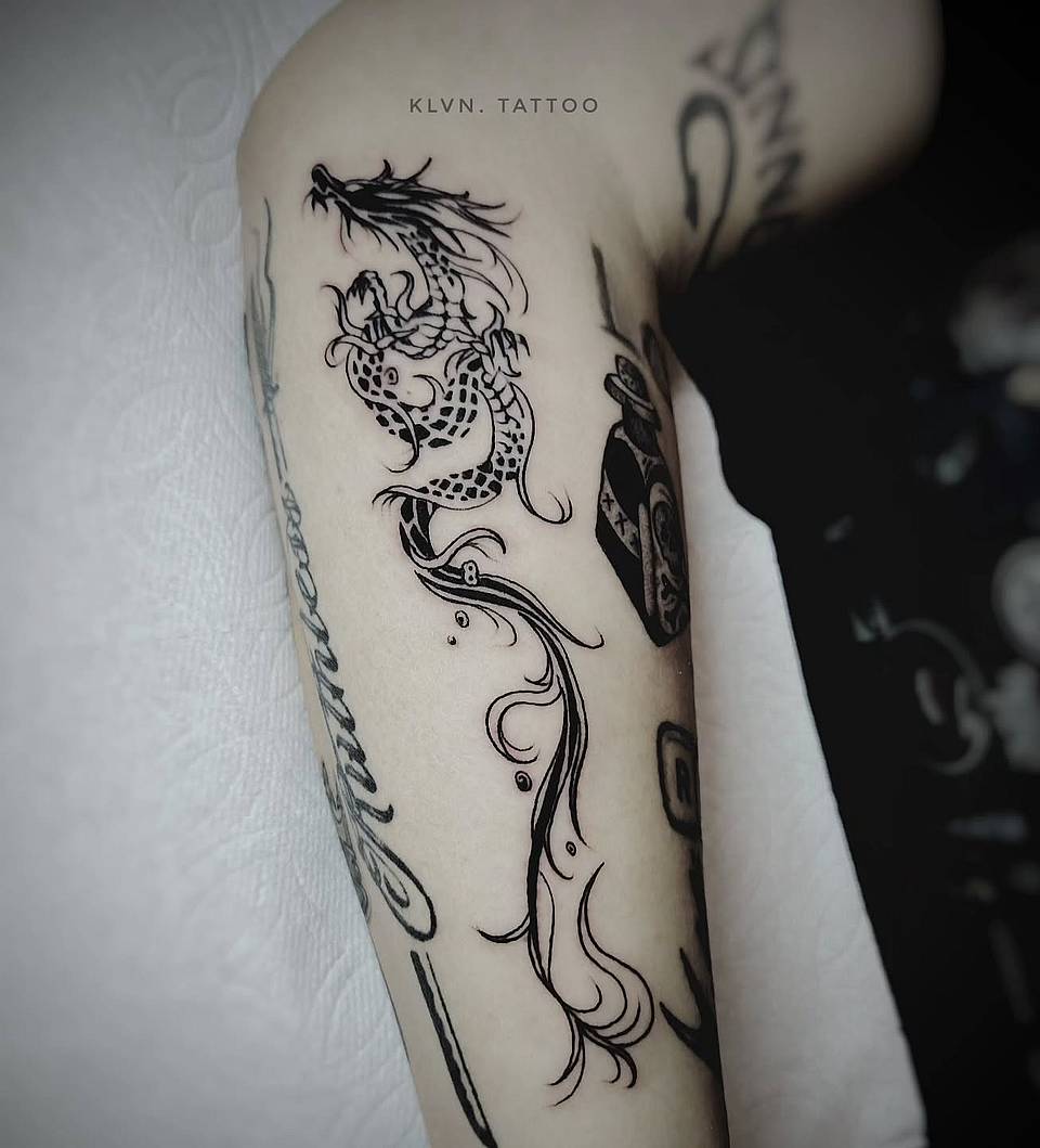 Flowing Linework Dragon
