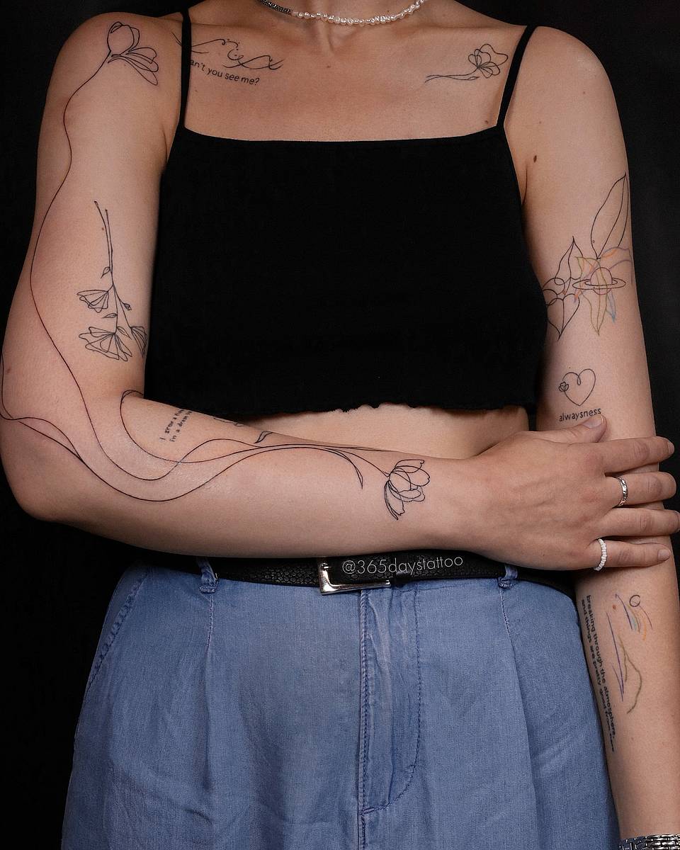 Flowing Minimalist Floral Sleeve