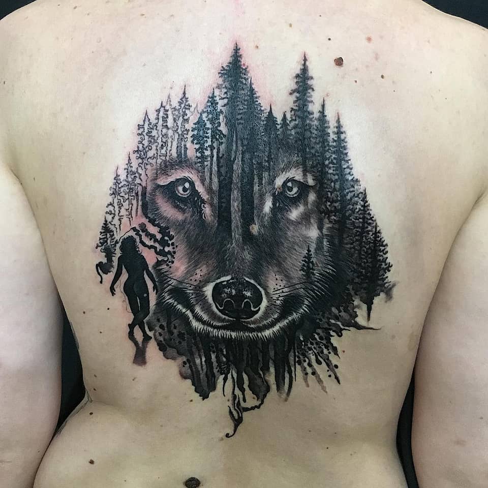 Forest Wolf Double Exposure