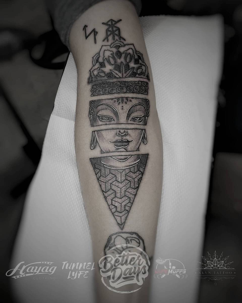 Fragmented Buddha with Sacred Geometry