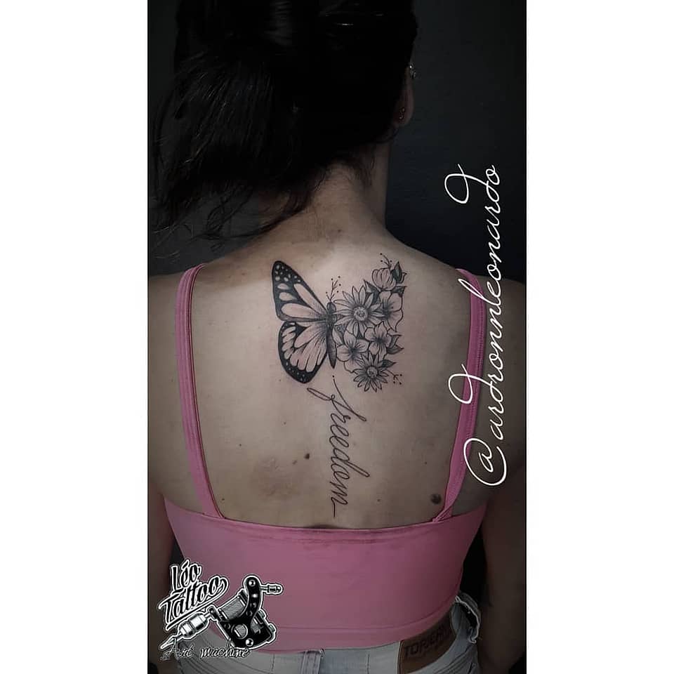 Freedom Butterfly with Floral Bloom