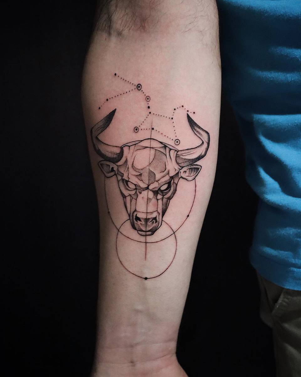 Geometric Bull with Taurus Constellation