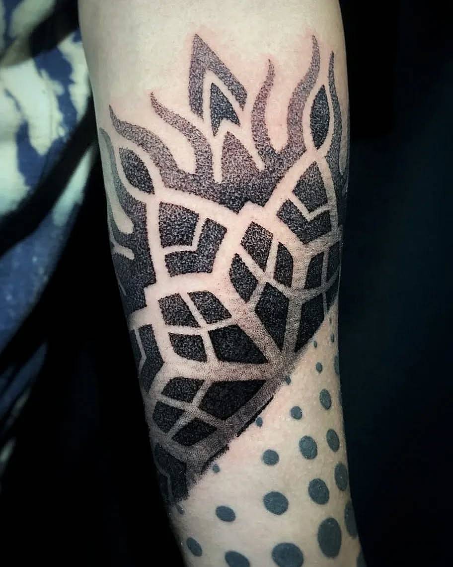 Geometric Flame Blackwork