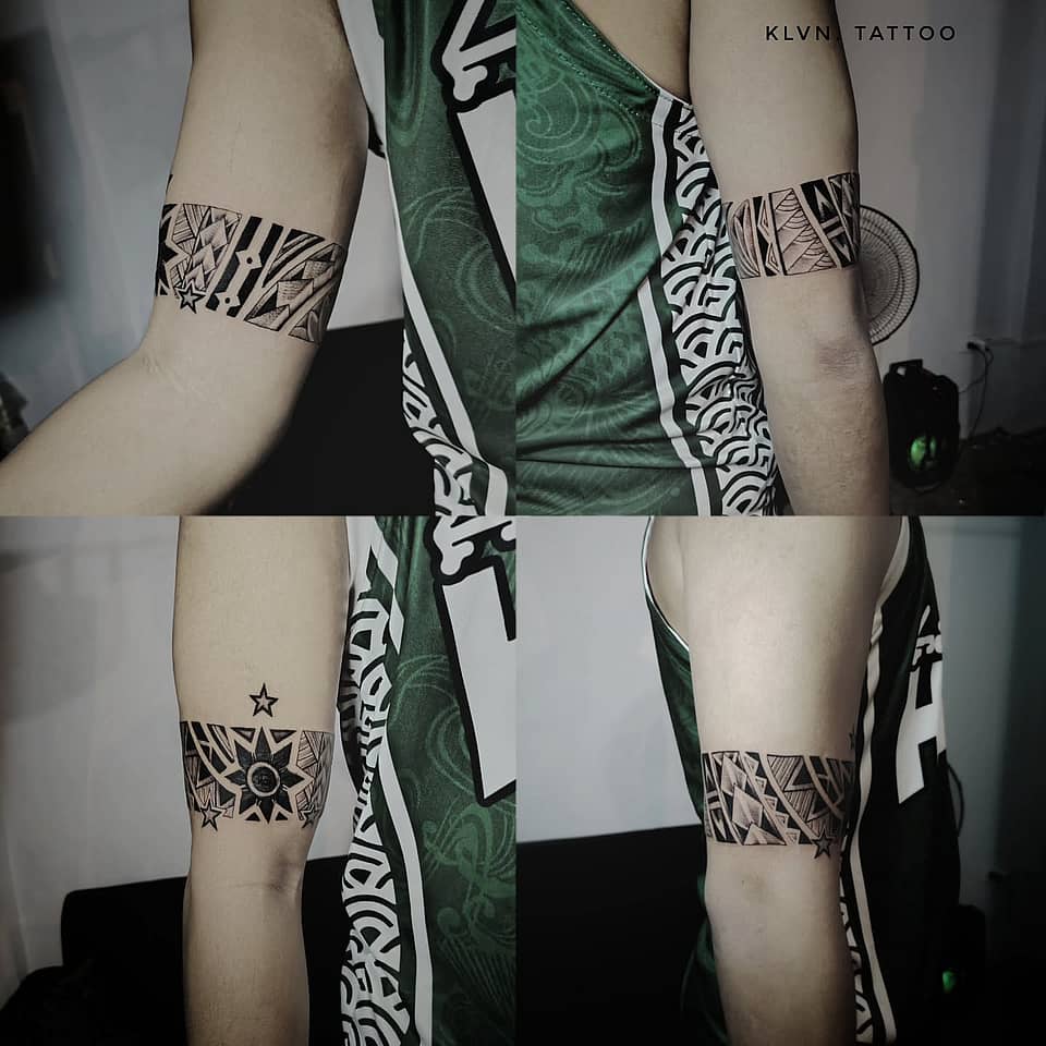 Geometric Tribal Armband with Sun & Stars