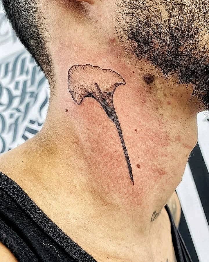 Ginkgo Leaf Neck Tattoo
