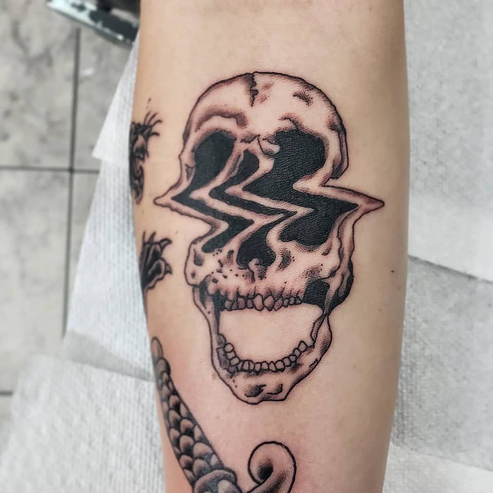 Glitched Memento Mori Skull