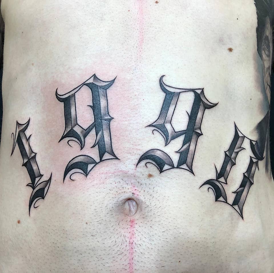 Gothic Blackletter Navel Script