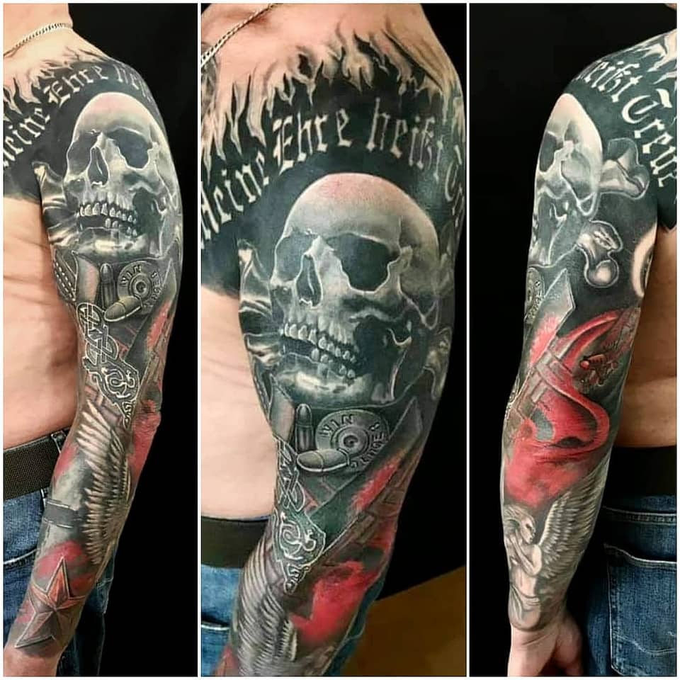 Gothic Skull and Wings Sleeve