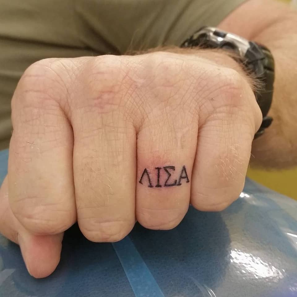 Greek Letter Lisa Ring Tattoo