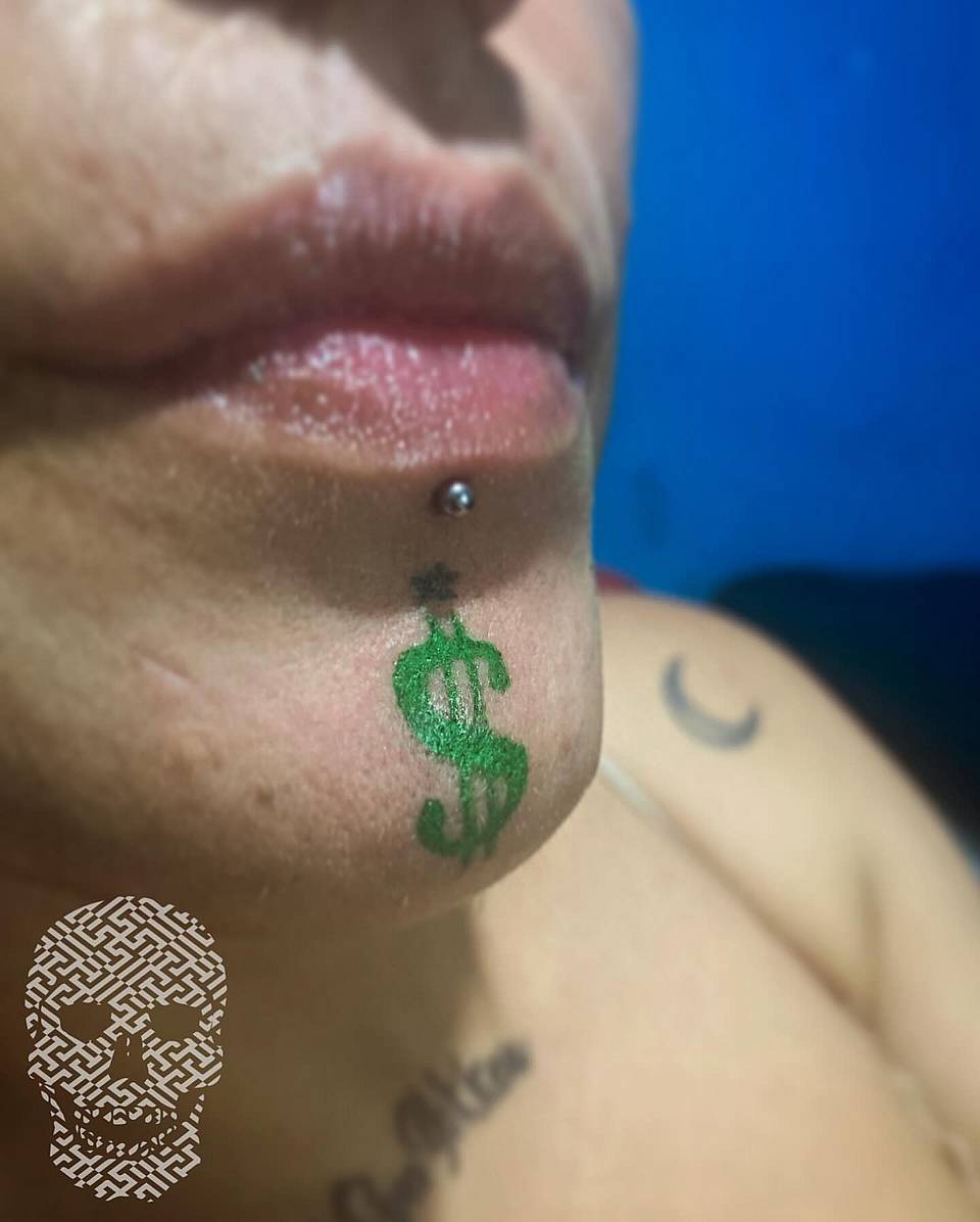 Green Dollar Sign Chin Ink