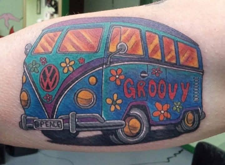 Groovy Flower-Power VW Bus
