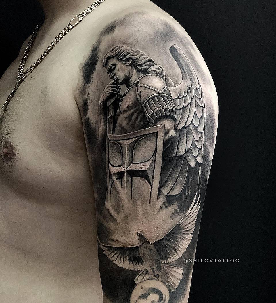 Guardian Archangel with Shield and Dove