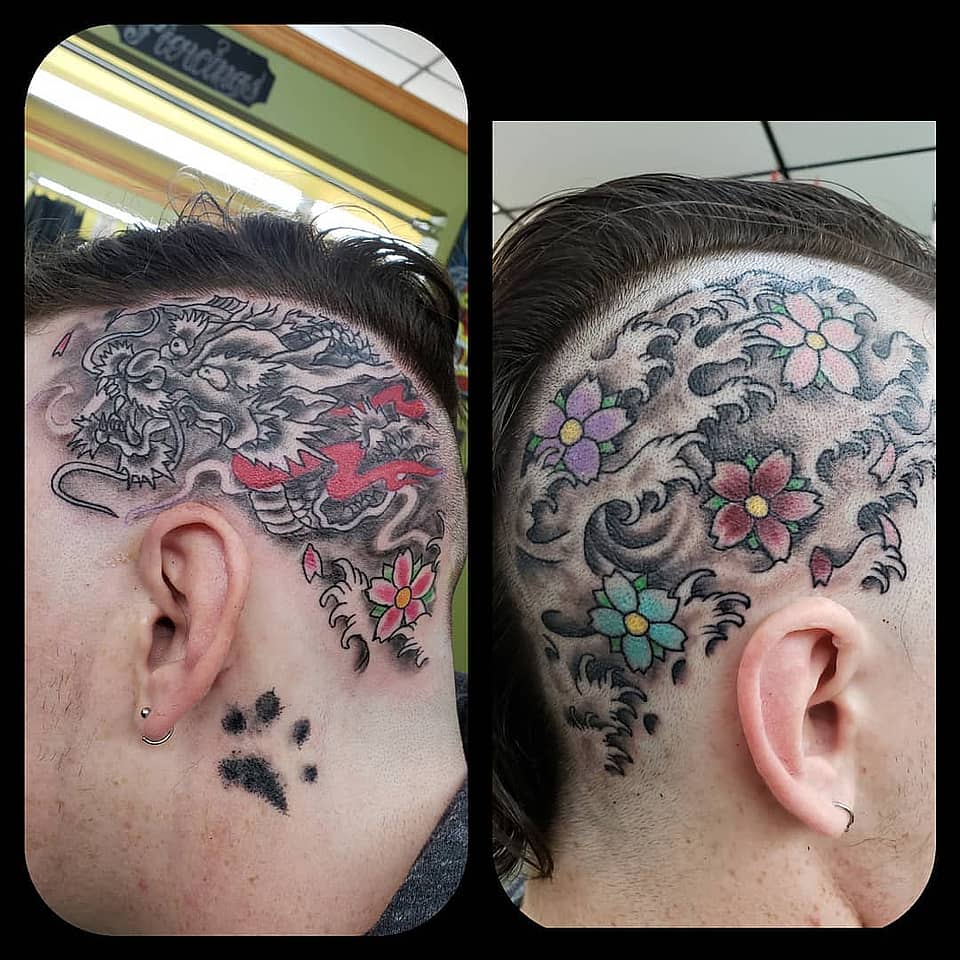 Guardian Dragon and Blossoms Head Piece