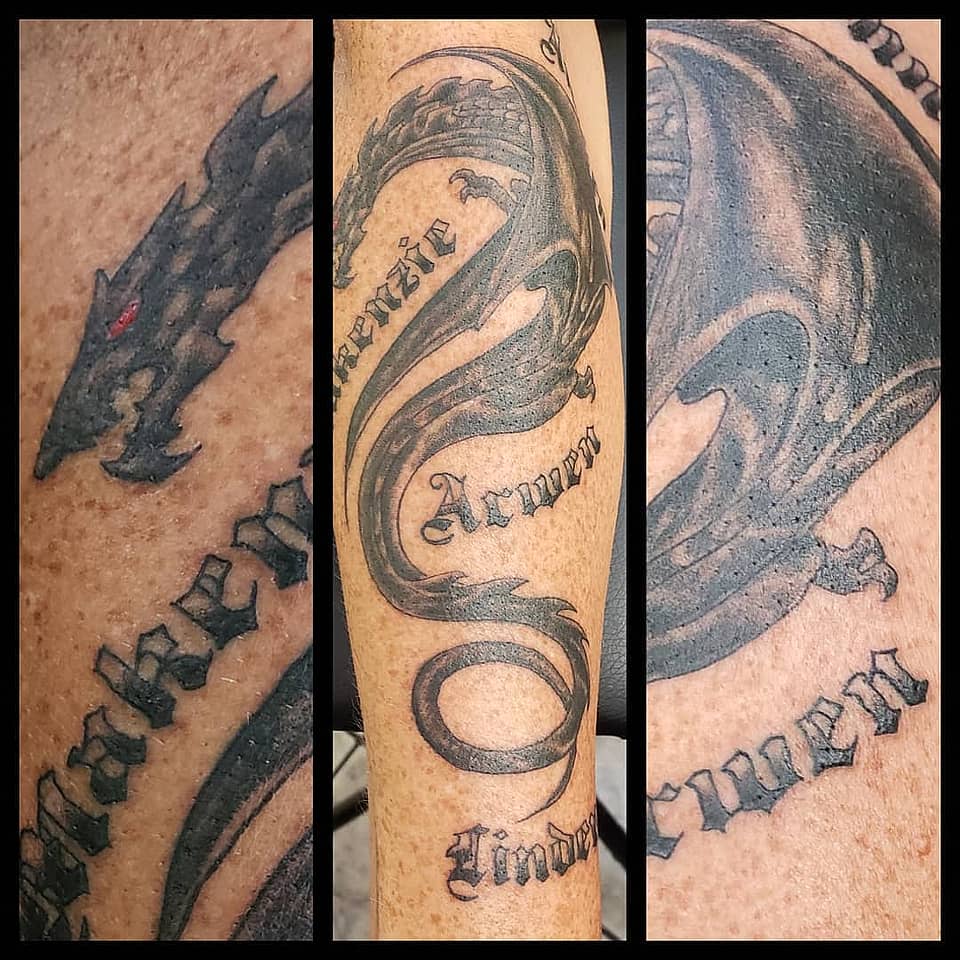 Guardian Dragon with Gothic Lettering