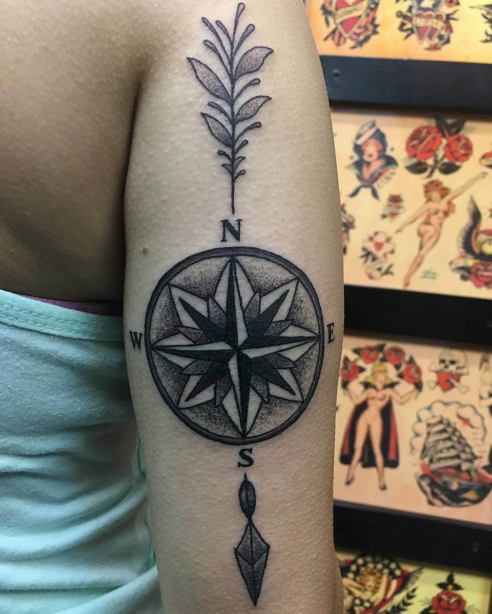 Guiding Compass Rose with Sprig