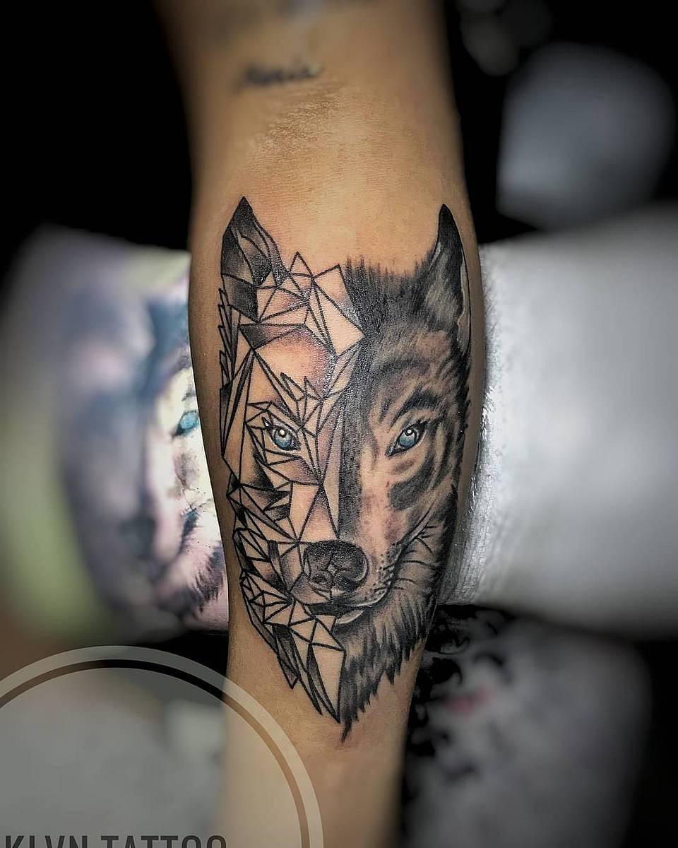 Half-Geometric Wolf Portrait