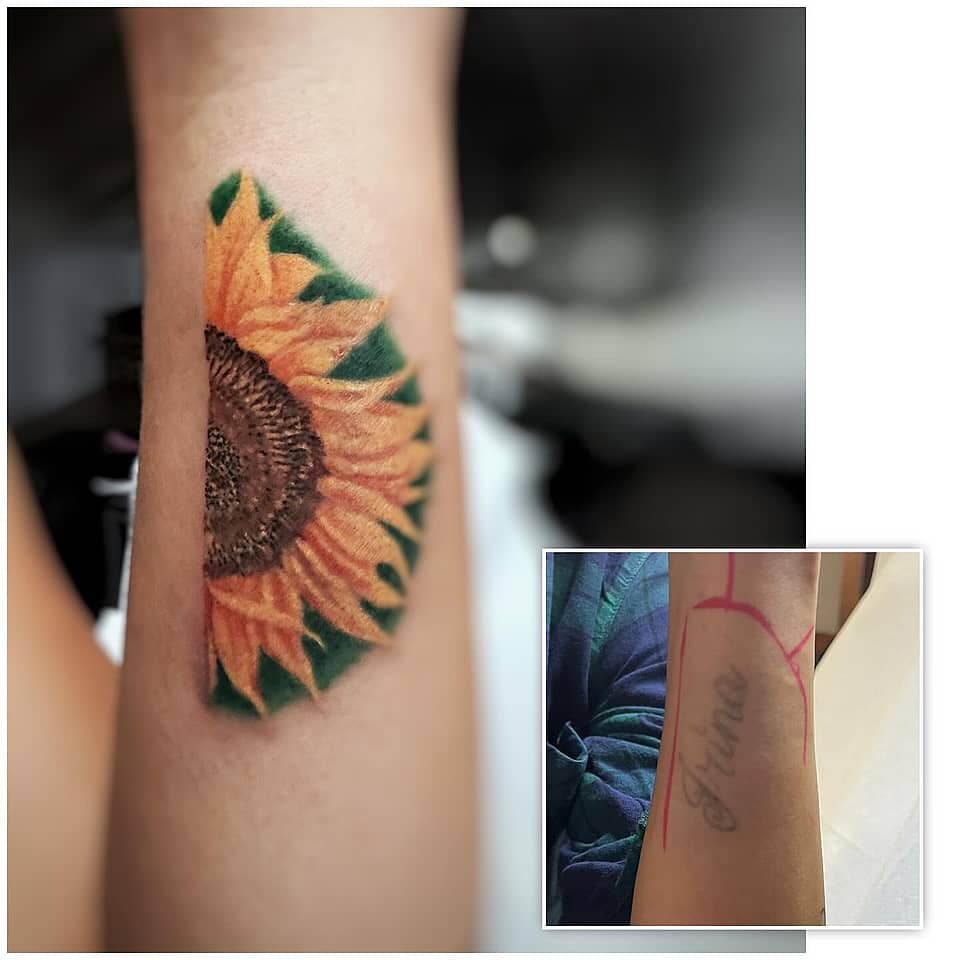 Half Sunflower Portrait