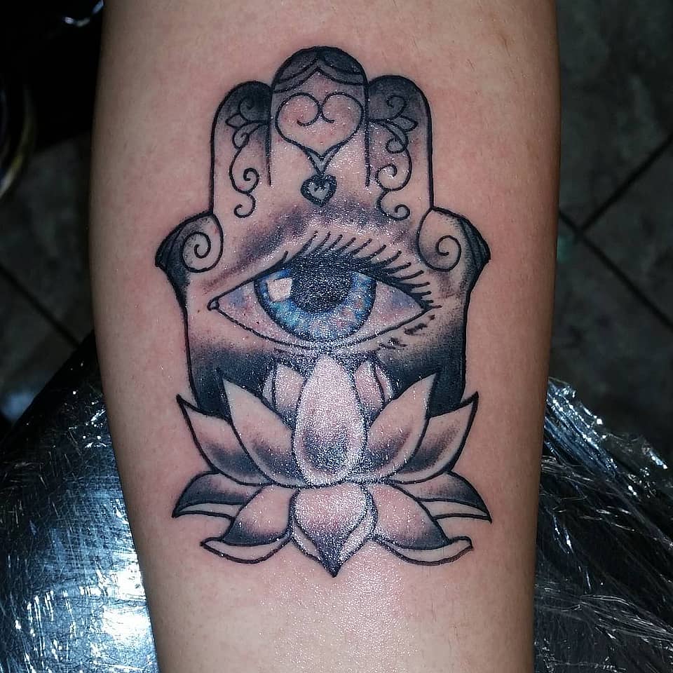 Hamsa Eye and Lotus Protection