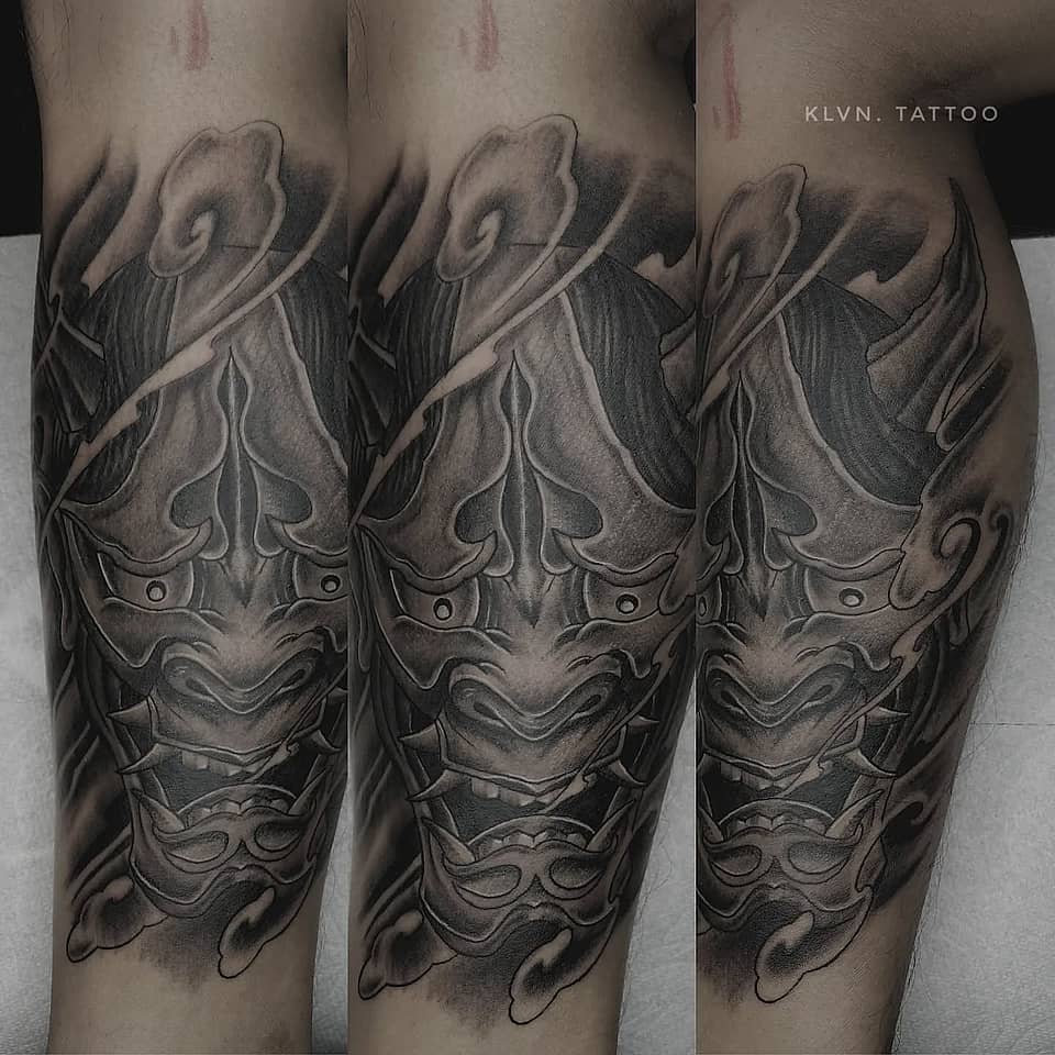 Hannya Mask — Black & Grey Japanese Demon