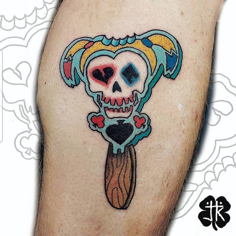 Harley Quinn Jester Skull Scepter