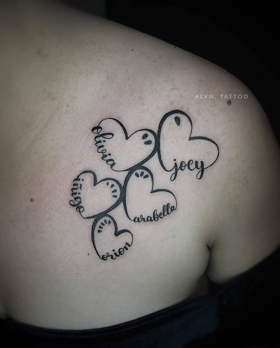 Heart Vine Name Tattoo