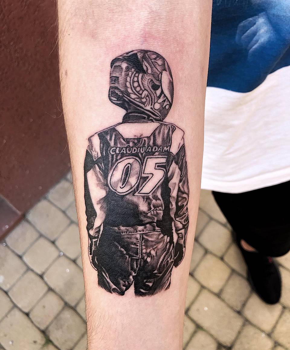 Helmeted Racer Silhouette with Number 05