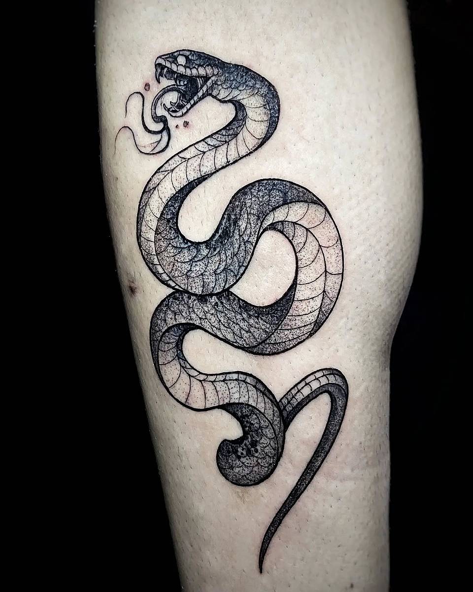 Hissing Dotwork Serpent