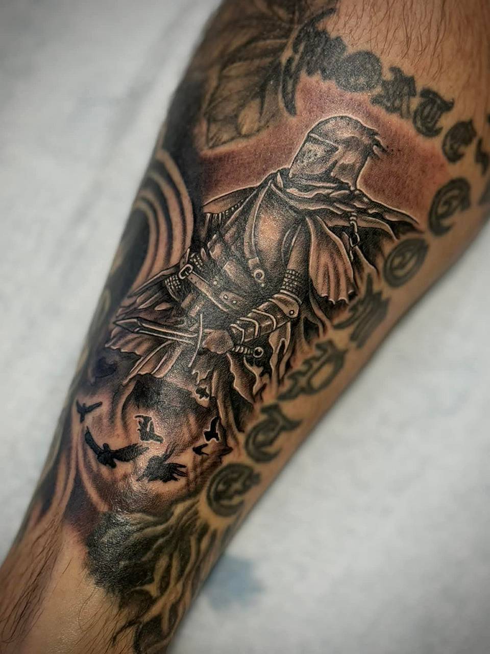Hooded Knight with Ravens