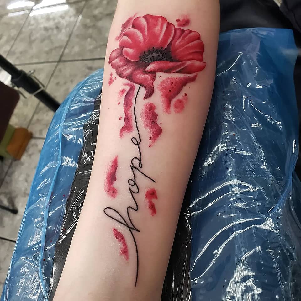Hope Poppy Watercolor Script
