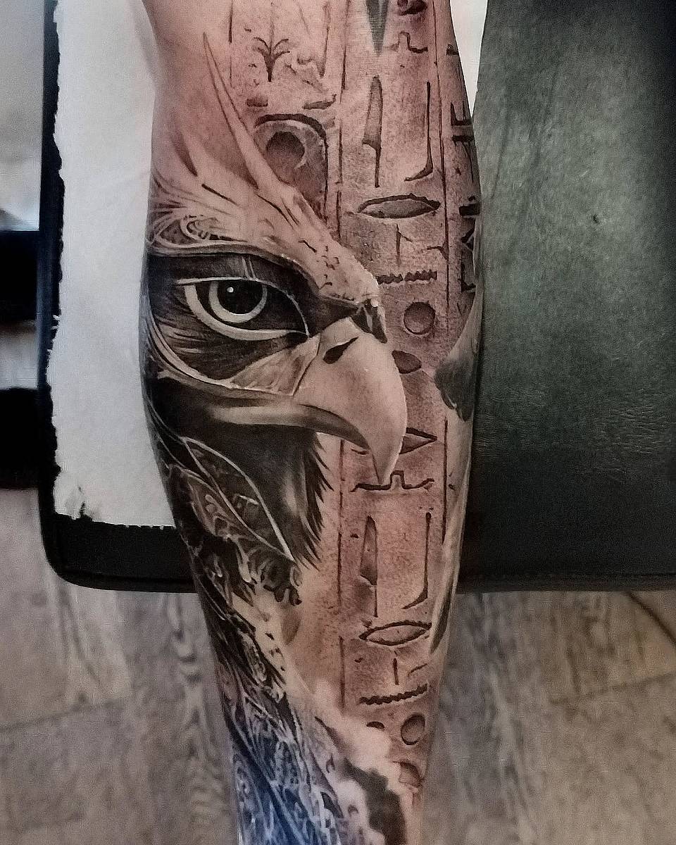 Horus Falcon with Hieroglyphs