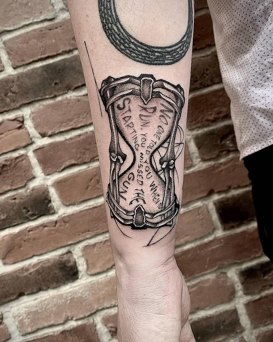 Hourglass with Handwritten Quote