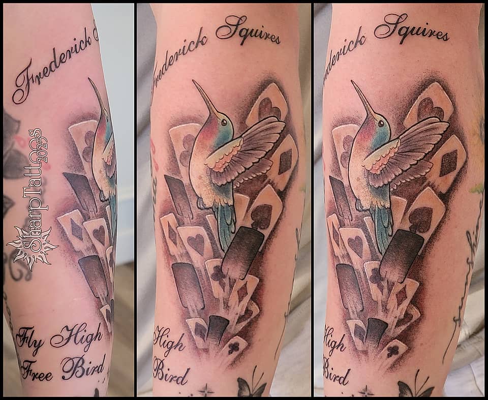 Hummingbird and Flying Cards