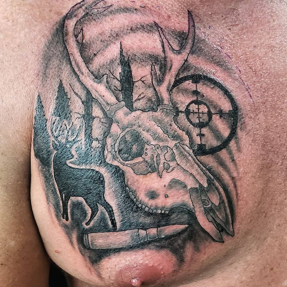 Hunter's Mark: Stag Skull and Pines