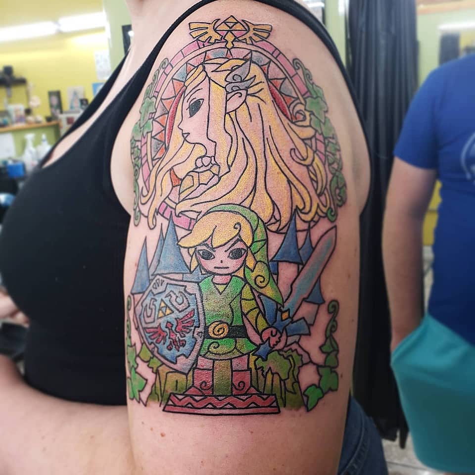 Hylian Stained Glass: Link and Zelda