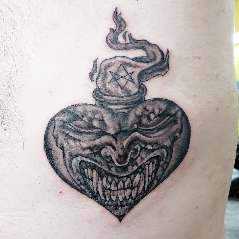 Infernal Heart with Pentagram Flame