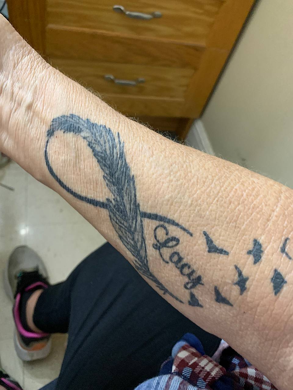 Infinity Feather with Birds and Script