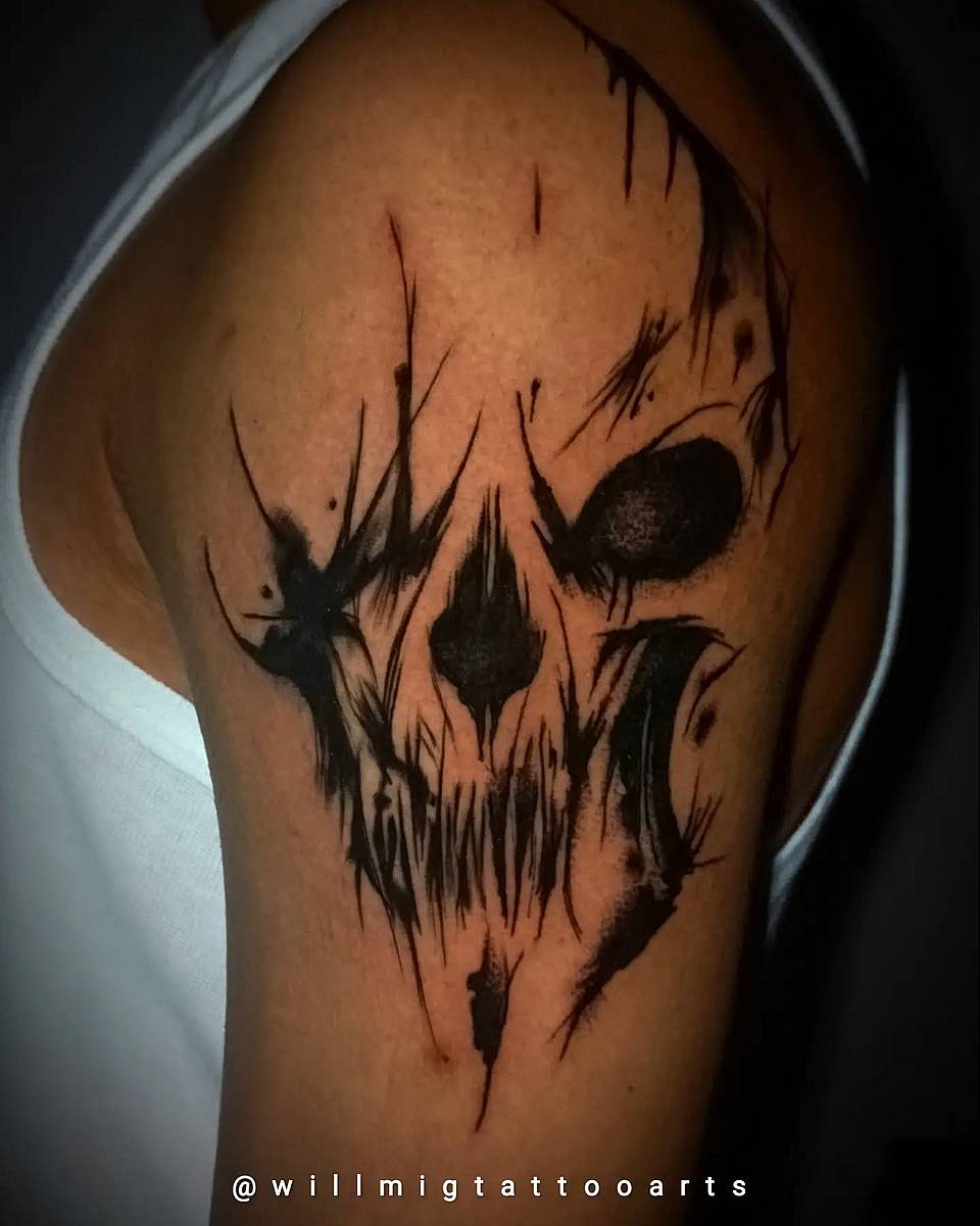Ink-Slashed Skull