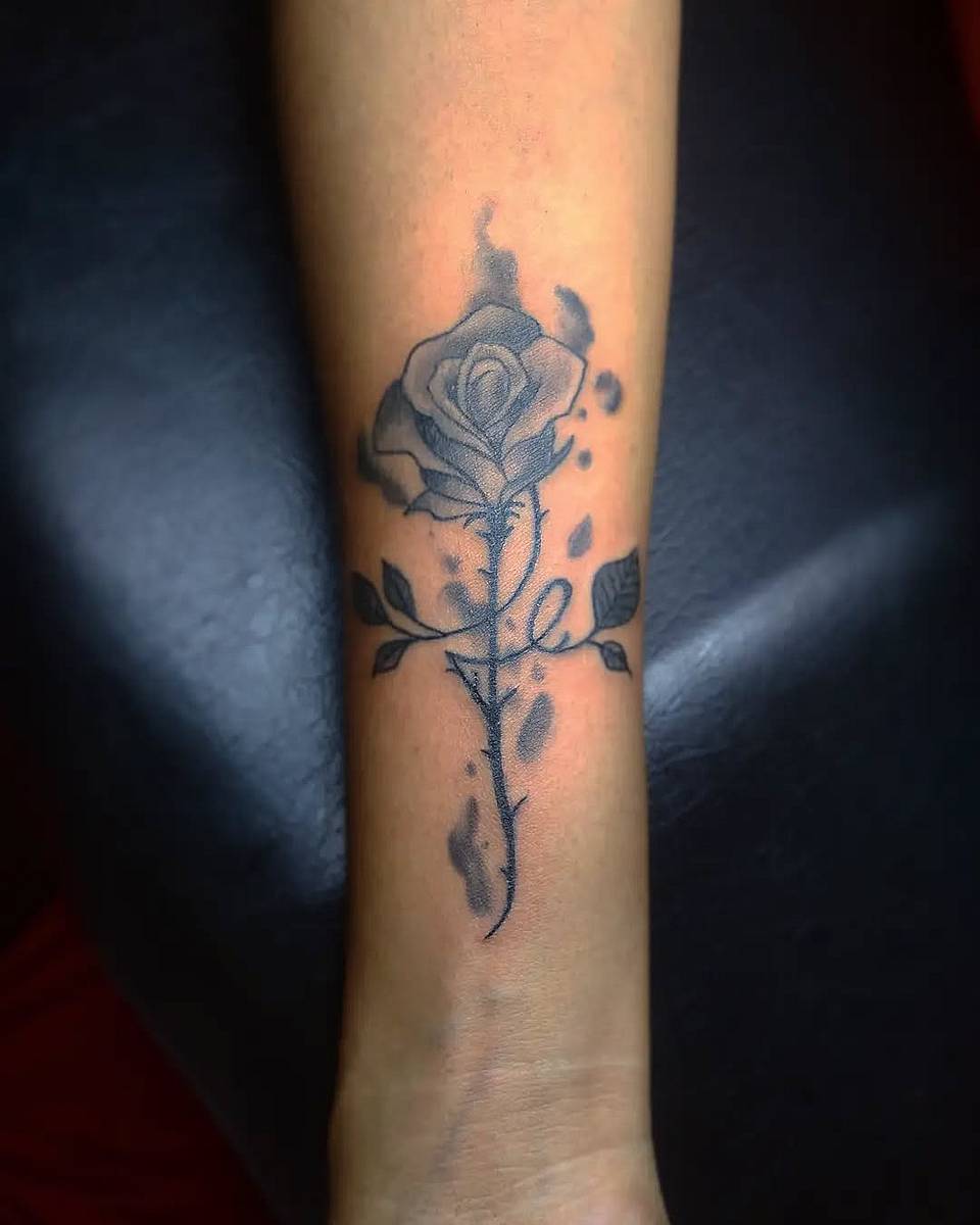 Ink-Splashed Black Rose