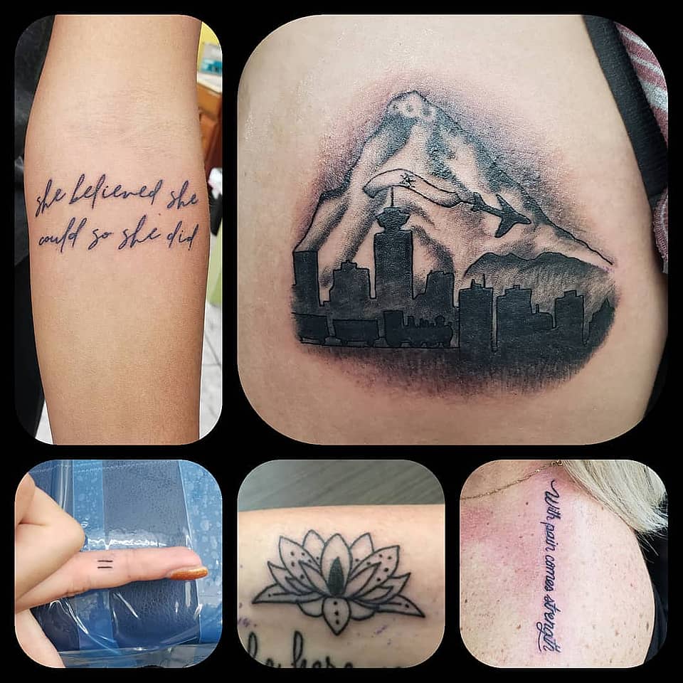 Inspirational Script, Skyline, and Lotus