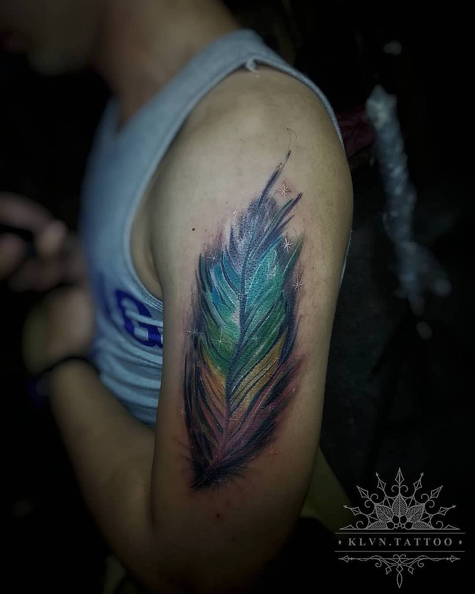 Iridescent Watercolor Feather