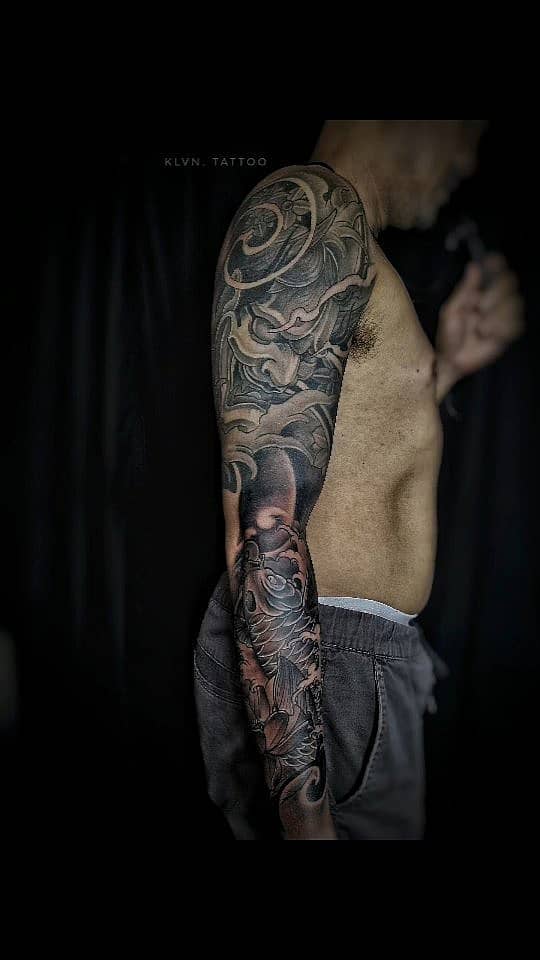 Japanese Koi and Cloud Full Sleeve