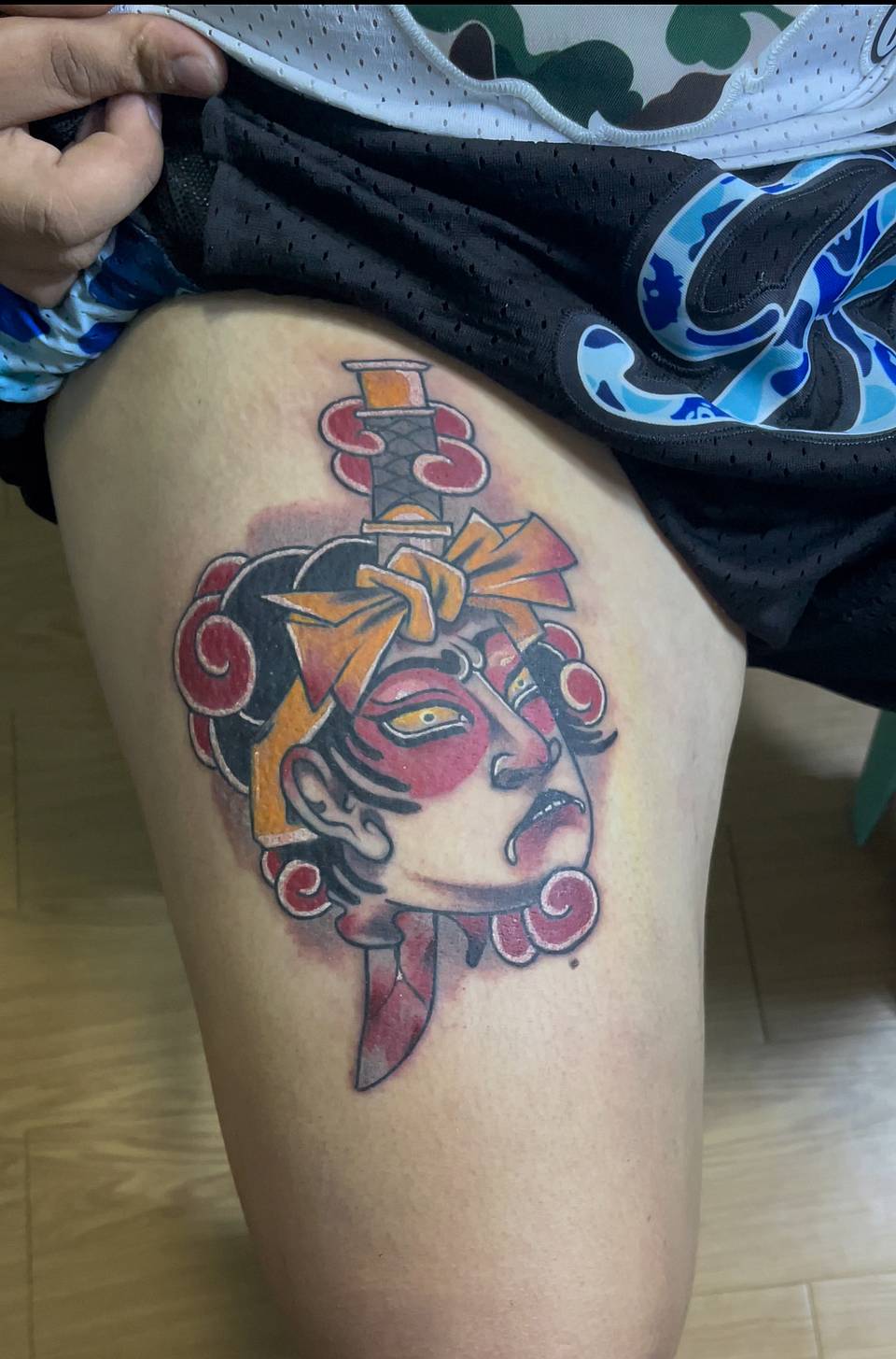 Kabuki-Inspired Severed Head with Dagger